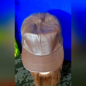 Men's Brown Leather made in the USA vintage fluxes Cap - Classic Casual